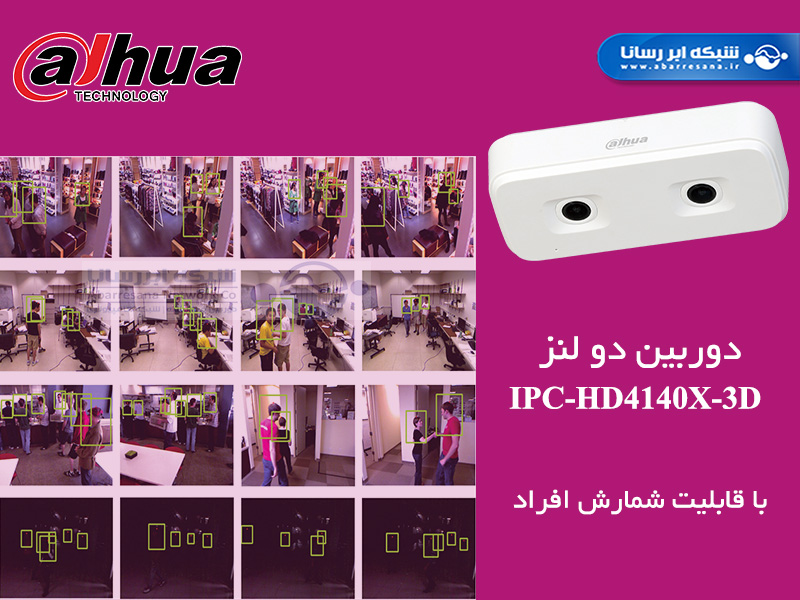 دوربین دو لنز  IPC-HD4140X-3D داهوا برای شمارش افراد توسط سرویس Ivideon
